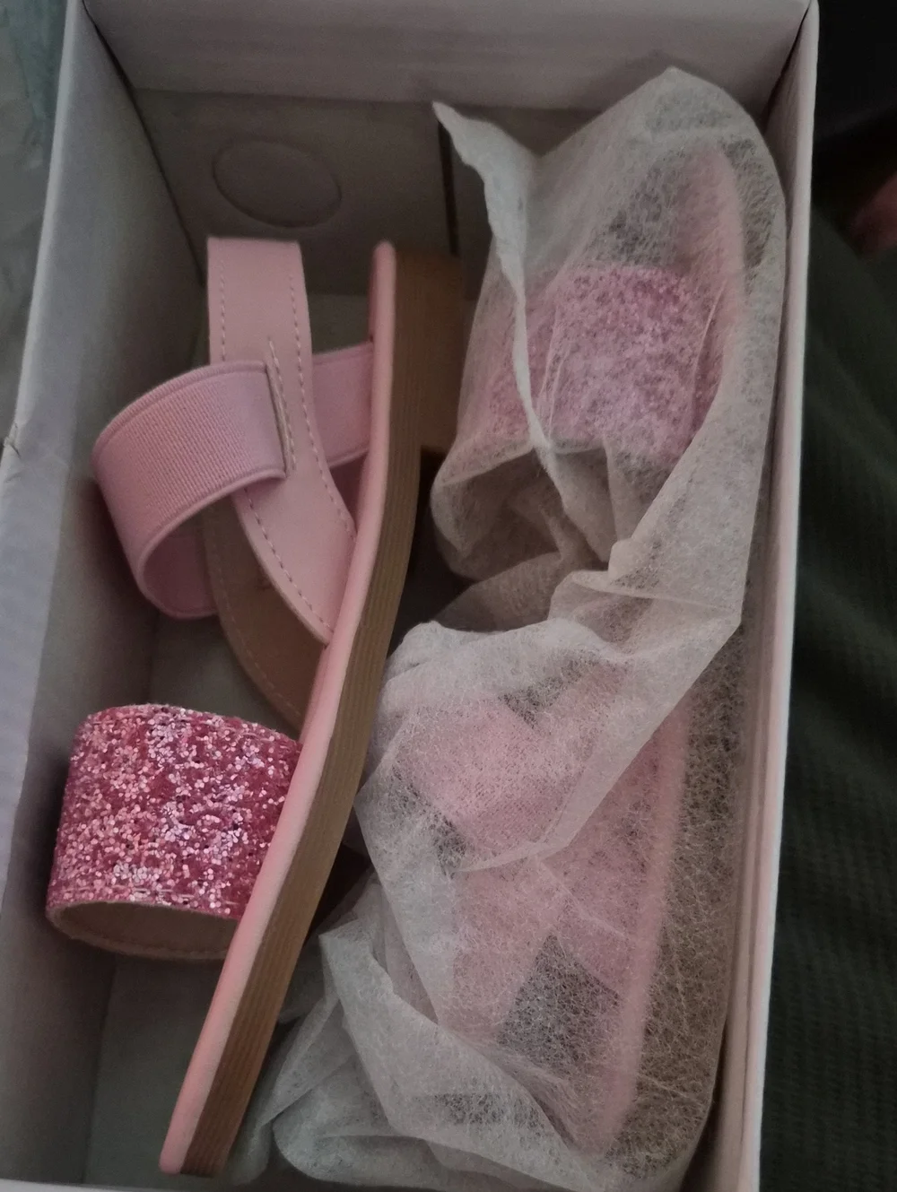 Kids Pink Glitter Strap Sandals